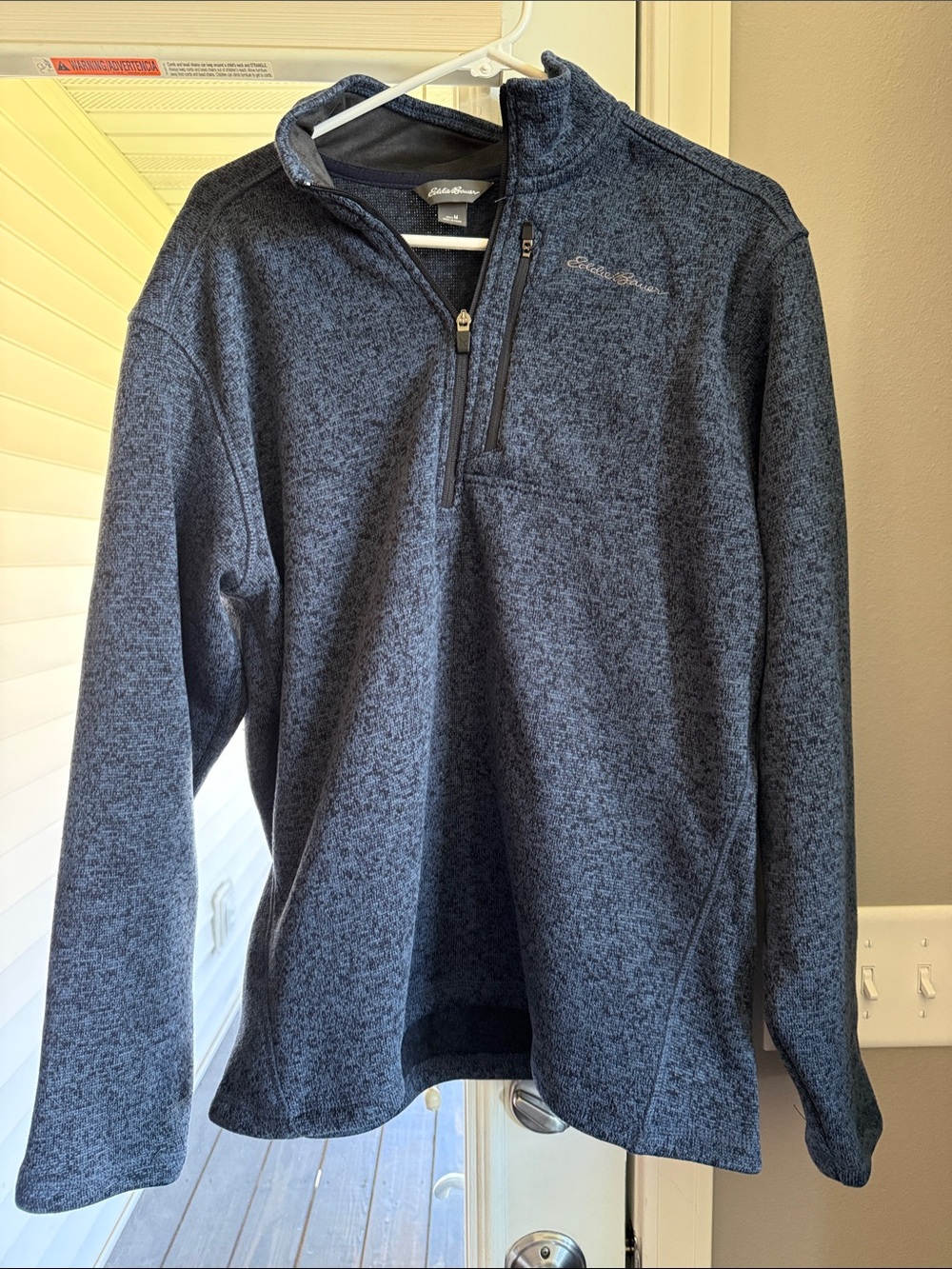 Eddie Bauer Men's Heathered Dark Blue Half-Zip Pullover